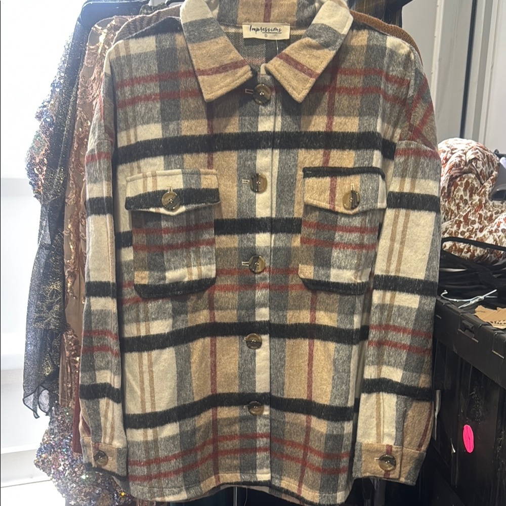 Plaid Button-Up Shirt Jacket flannel